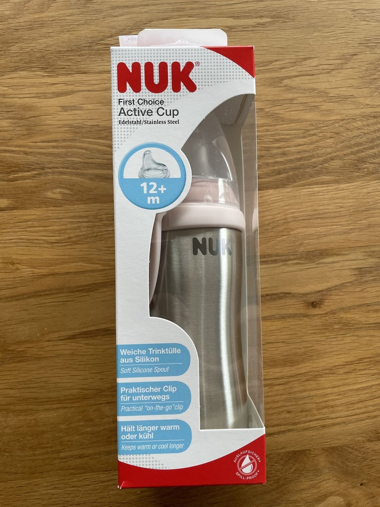 NUK Active Cup Edelstahl 215ml mit Trinktülle und Gravur